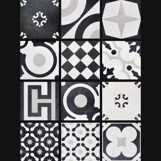 CEMENTINE BLACK&WHITE B&W_MIX 20x20 FIORANESE